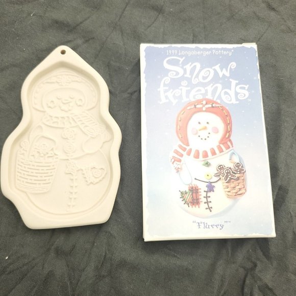 Longaberger 1999 Pottery Snow Friends Flurry & Snowball Crispy Suger Cookie Mold - Picture 2 of 10